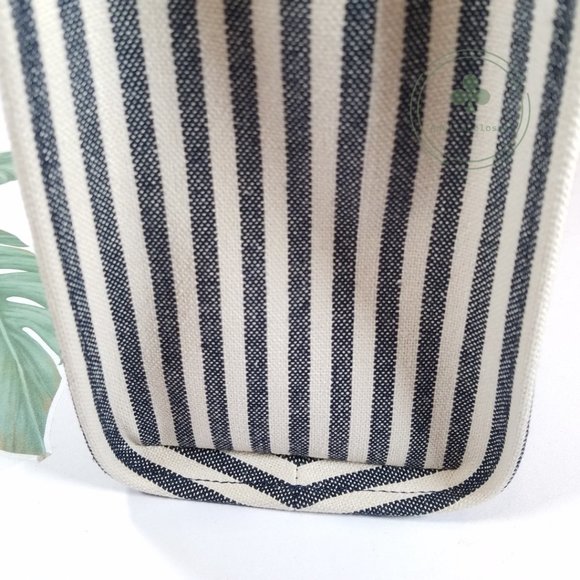 MAKE AN OFFER New Kate Spade Market Striped Medium Canvas Blue Beige Tote - Picture 3 of 8